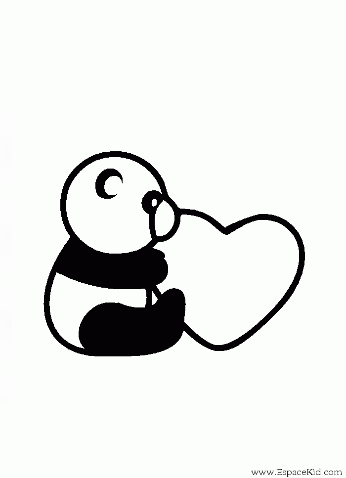 Coloriage Panda Tenant Un Coeur à Imprimer Dans Les