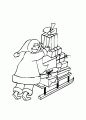 Coloriage Pre Nol met les cadeaux sur son traineau